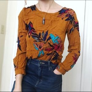 Floral Long Sleeve in Gold Orange